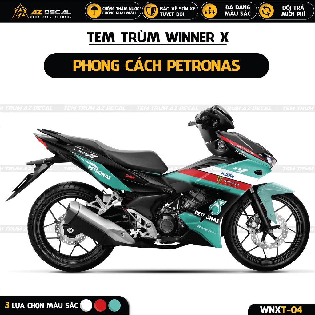 Tem Trùm Winner X Phong Cách Petronas Cực Chất | WNXT-04 | Decal Cao Cấp Màu Đỏ, Trắng, Xanh, Bảo Vệ Sơn Xe