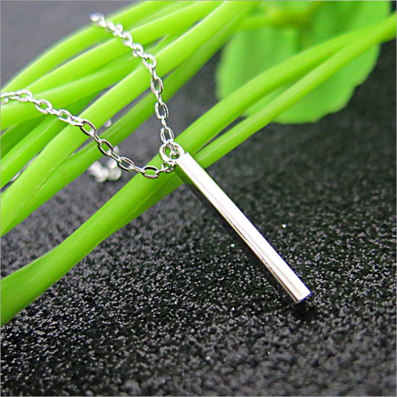 Vòng cổ Thép Không Gỉ Mặt Hình Chữ Nhật Đơn Giản Cho Nam Nữ