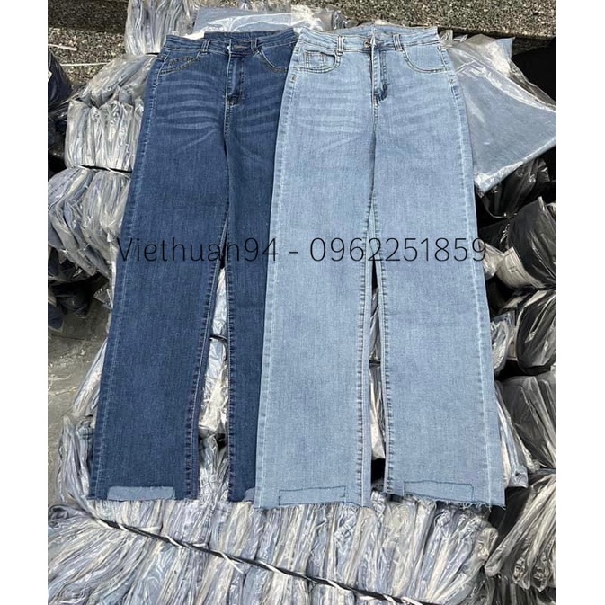 Quần jeans ống đứng cắt gấu co dãn sẵn 3 màu