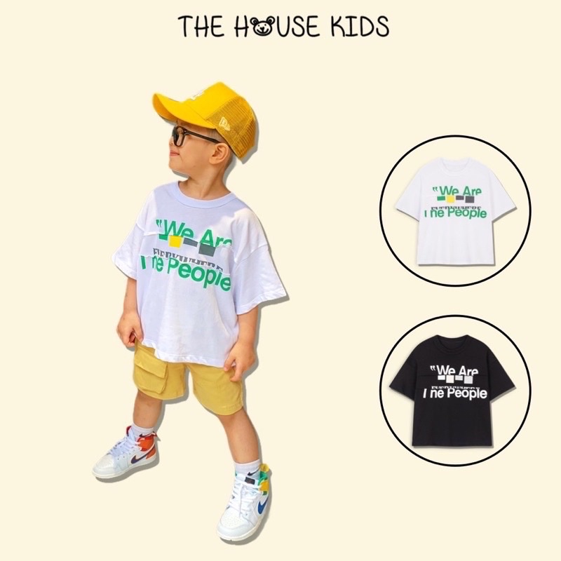 Áo Thun Bé Trai Áo Phông Trẻ Em Cotton Cao Cấp THE HOUSE KIDS Hoạ Tiết Chữ Xanh