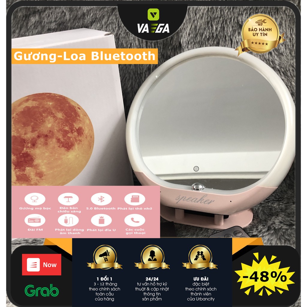 [VAEGA] Gương trang điểm LED, loa Bluetooth tích hợp, loa điều khiển từ xa