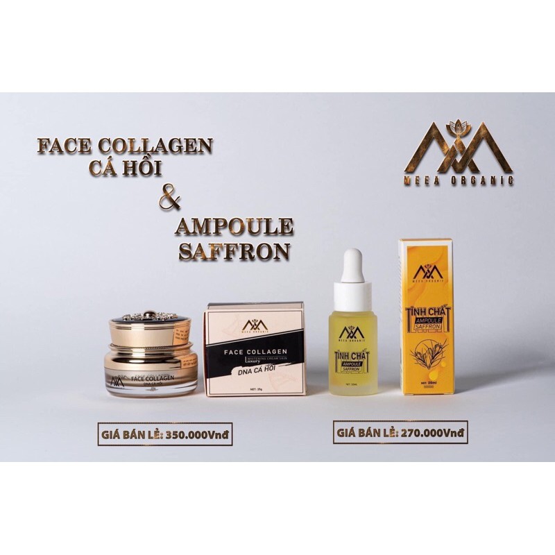 [Chính Hãng] Combo Face Collagen DNA Cá Hồi MEEA Organic và Tinh chất ampoule saffron