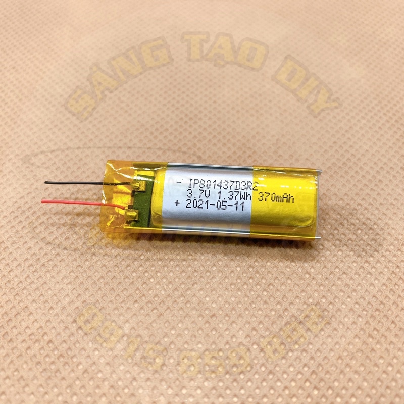 Pin Lipo 3.7V 370mAh dòng xả cao, cỡ mini thích hợp DIY pin tai nghe bluetooth, chuột không dây, loa mini, đèn led..