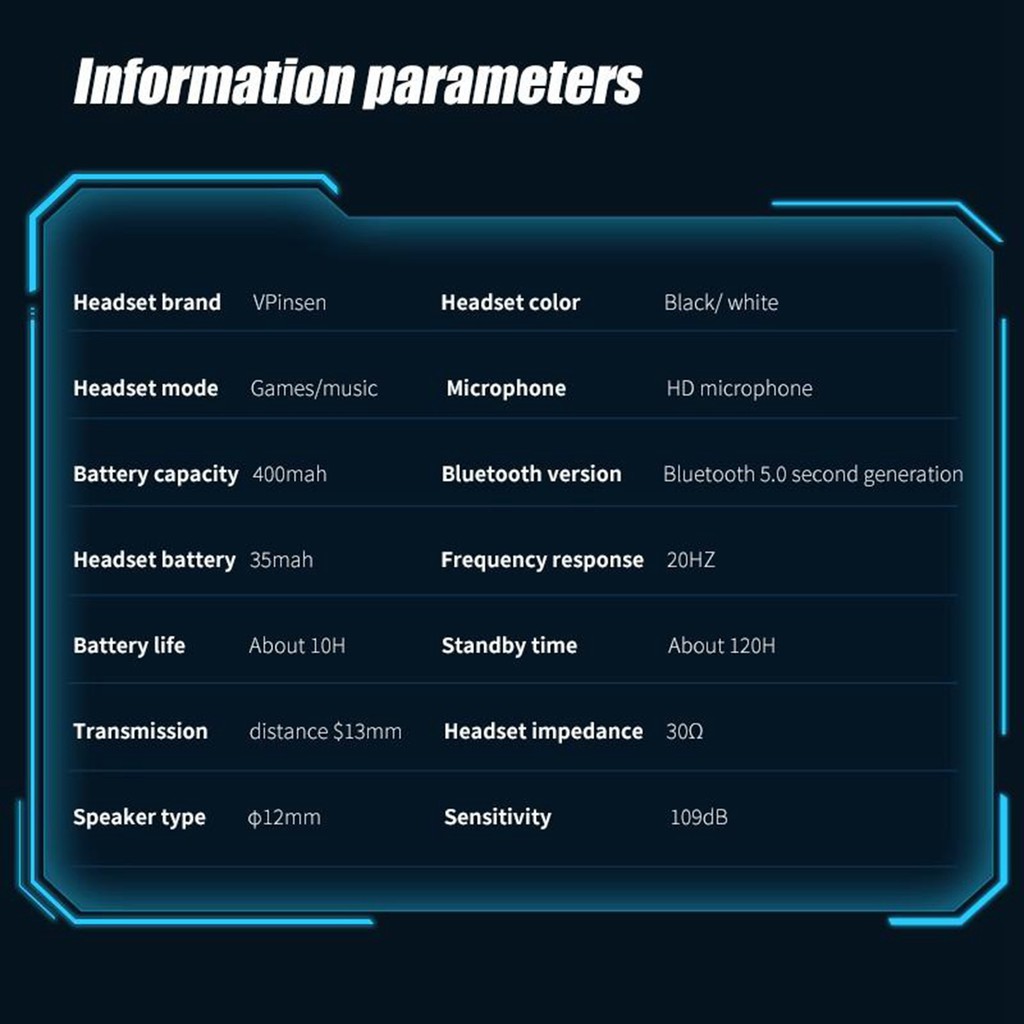 P36 Bluetooth 5.0 True Wireless Gaming Earbuds In Ear Headset black