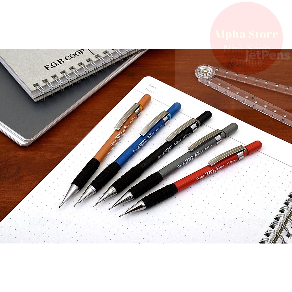 Chì Kim Kỹ Thuật Pentel 120 A3 | Ngòi Thép Chắc Chắn | Hạn Chế Gãy Ngòi | 4 Cỡ Ngòi