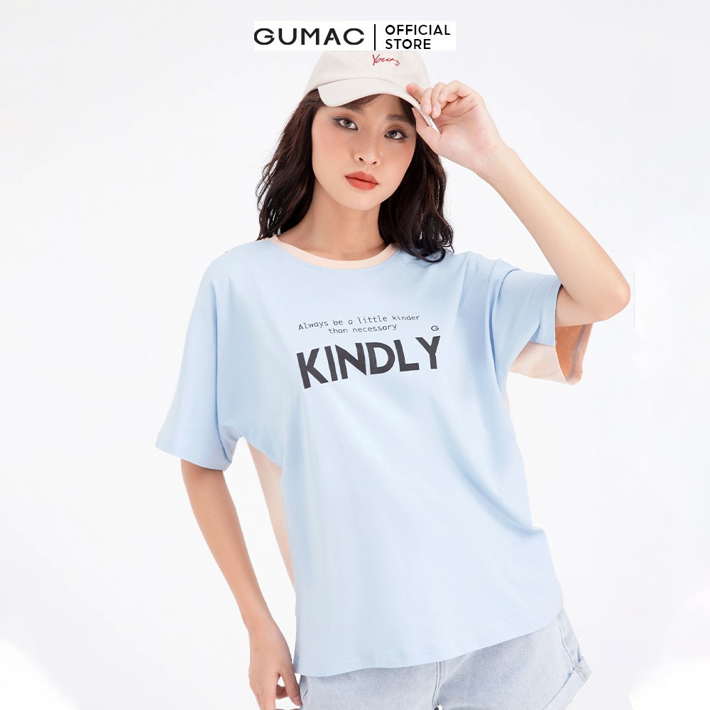 Áo thun nữ tay dơi phối màu GUMAC AMB627