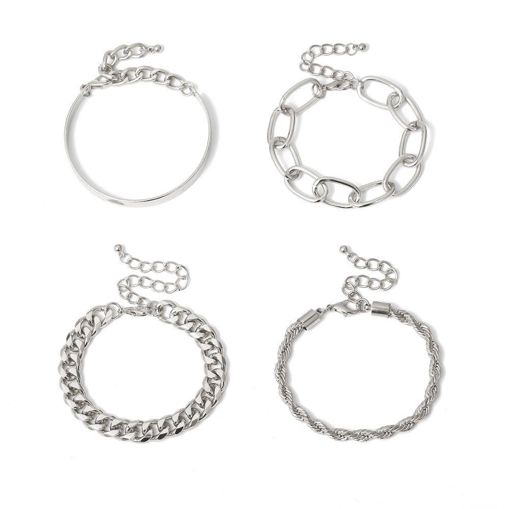 Set 4 Vòng Tay Kim Loại Phong Cách Hip Hop