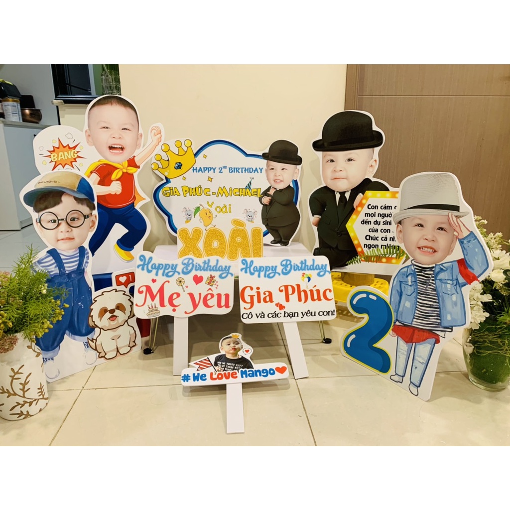 Combo hình Chibi bé trai bé gái để bàn trang trí sinh nhật theo chủ đề_ Tran Ly