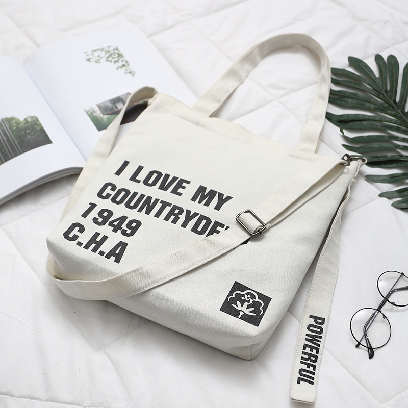 Túi Đeo Vai Vải Canvas Phong Cách Hip hop Mới Cá Tính Cho Nam Và Nữ
