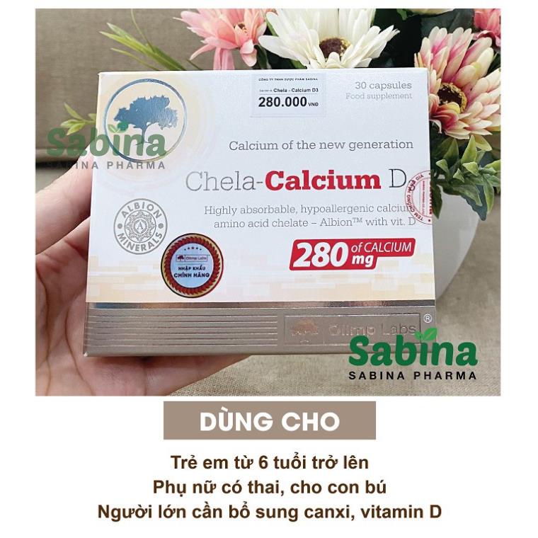 Chela-Calcium D3 – Canxi cho bà bầu và trẻ em – Hỗ trợ bổ sung Canxi và Vitamin D3, giúp xương chắc khỏe - Hộp 30 viên