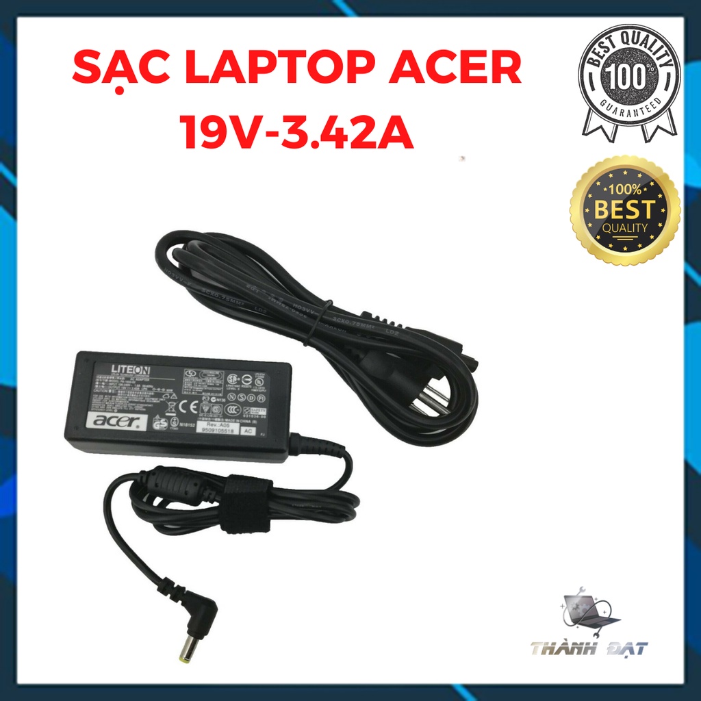 Sạc laptop acer 4736 4810T 5830 4738 4739 5810 4741 4752 E1-471 4750 19v-3.42a - Tặng kèm dây sạc AC