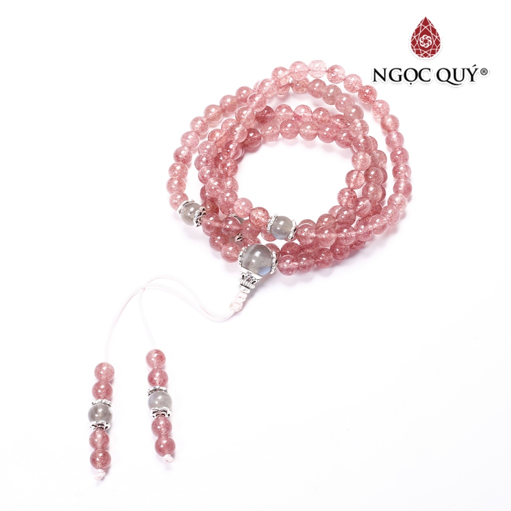 Vòng chuỗi 108 hạt thạch anh dâu - Ngọc Quý