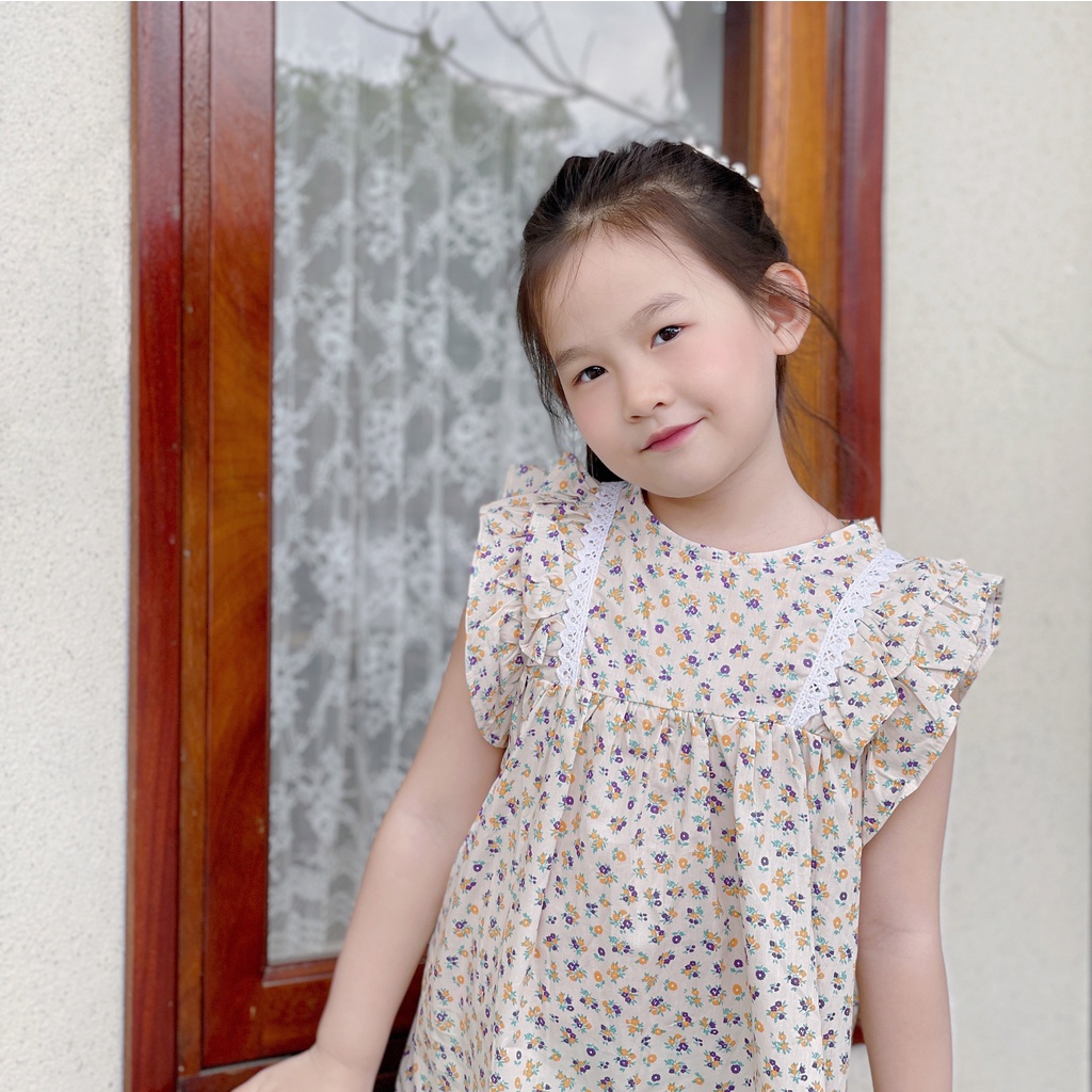 Váy bé gái, Váy kiểu tay bồng Dewkids hoa nhí cao cấp cho bé gái trend 2022 - VH03