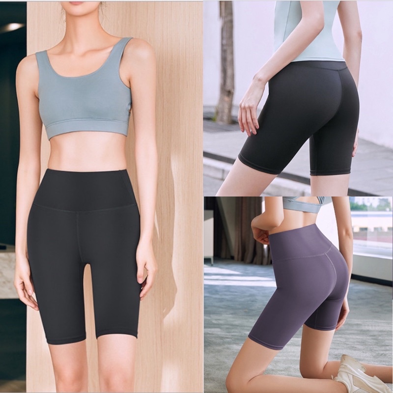 Quần legging lửng nữ tập gym yoga cạp cao, legging đùi nâng mông biker short nữ Hàn Quốc xịn đủ size M02