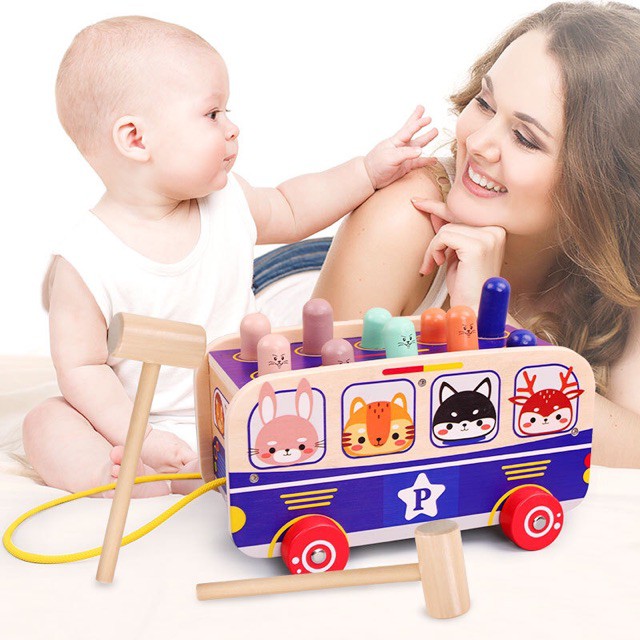 Bộ đập chuột gỗ đa năng, kết hợp xoay bánh răng, luồn hạt và xéo xe cao cấp bus happy