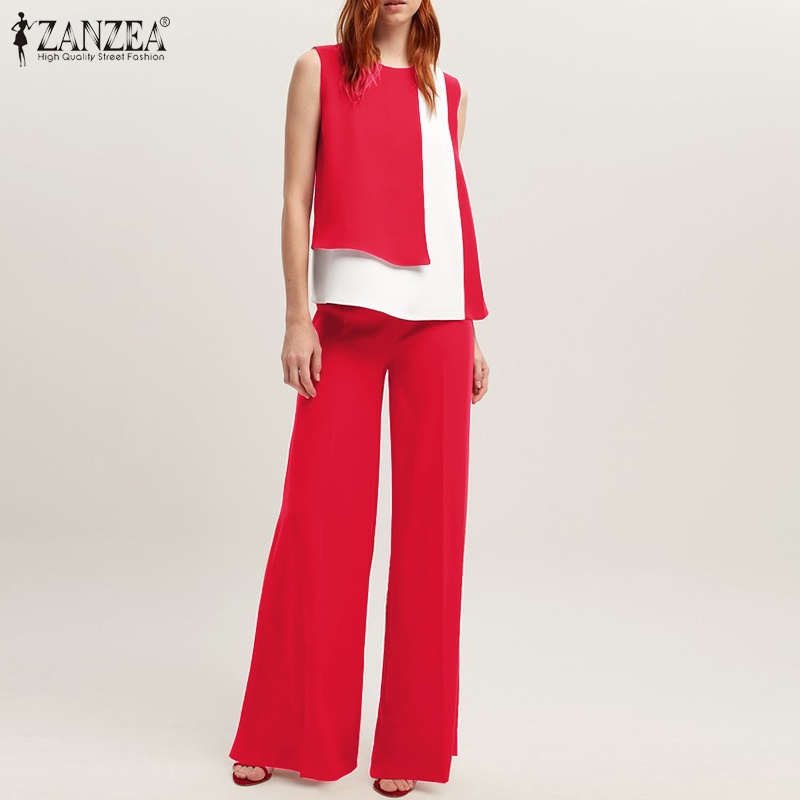 Set đồ 2 mảnh Zanzea gồm áo không tay và quần dài ống rộng thời trang nữ tính