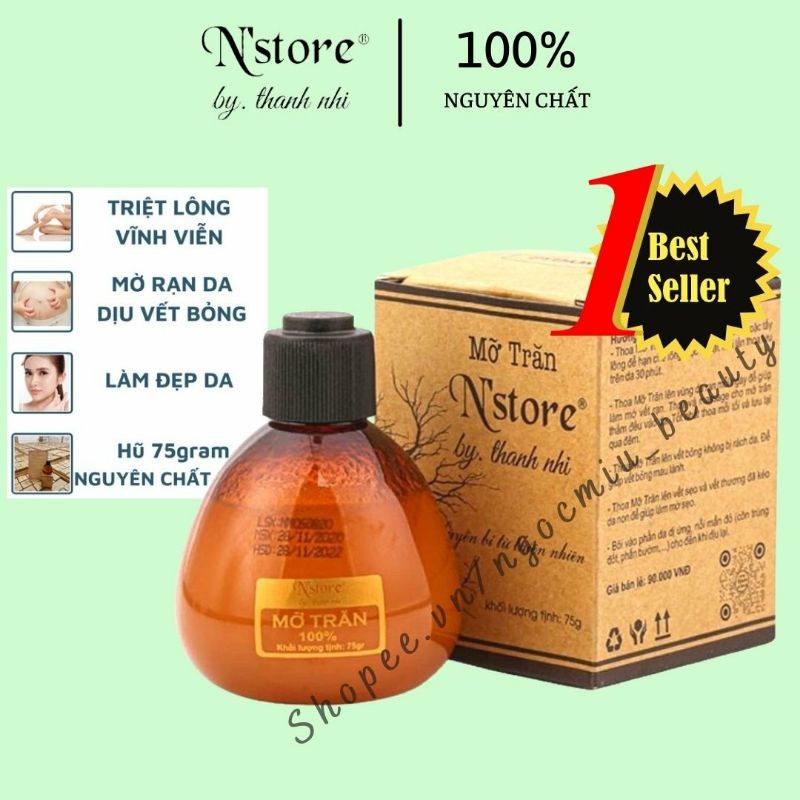 Mỡ trăn nguyên chất Nstore by thanh nhi 75g( mỡ trăng, mỡ trăn triệt lông ) date mới