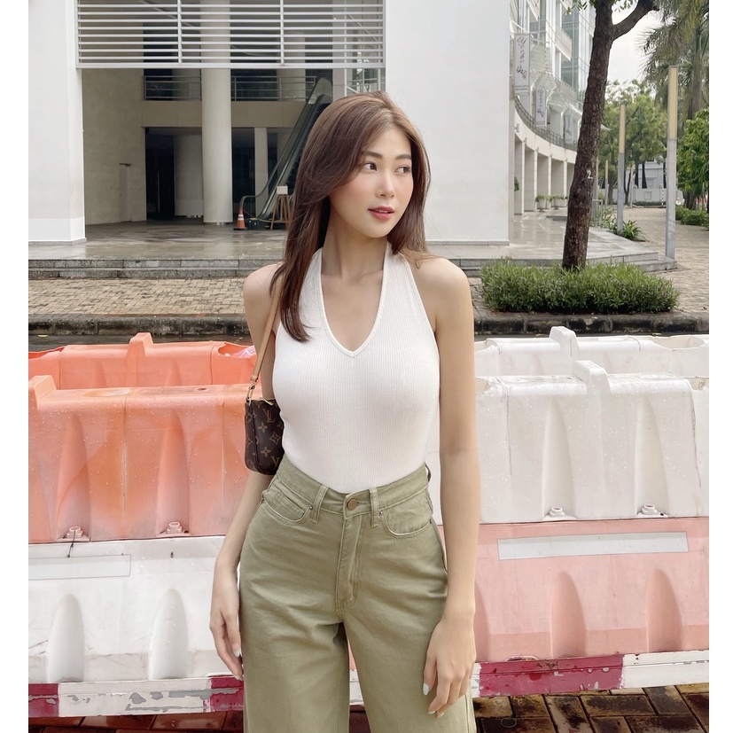 Bodysuit HEYBEE cổ yếm, chất thun gân co giãn tốt (2 màu) - KIM BODYSUIT HT693.