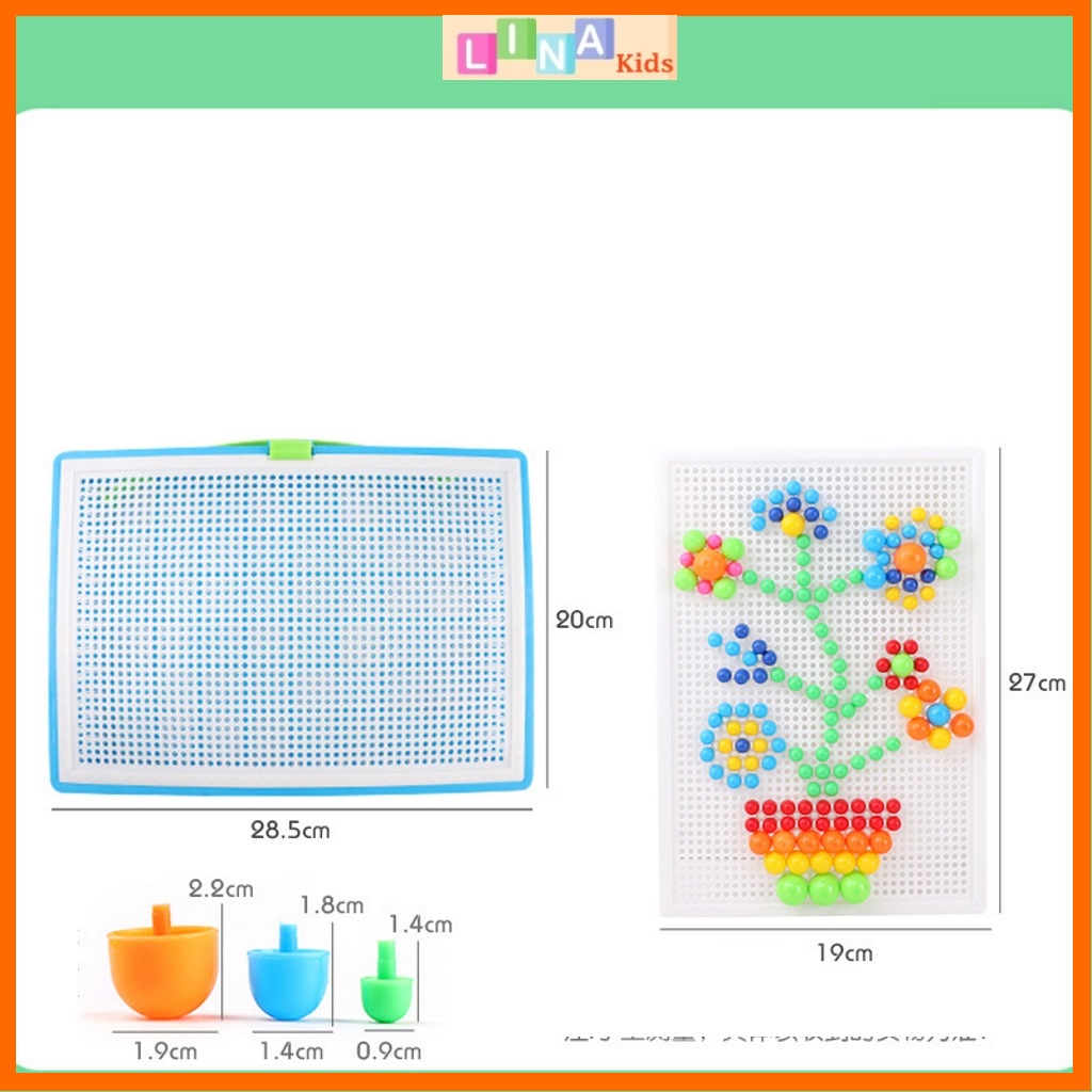 Đồ chơi cắm nấm 296 chi tiết, đồ chơi xếp hình nấm 296 chi tiết cho bé