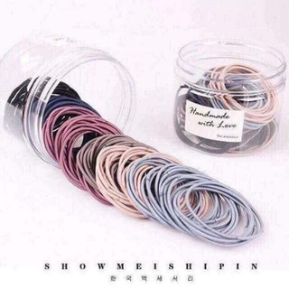 Set 100 dây chun buộc tóc phong cách Hàn Quốc ( có hộp đựng)