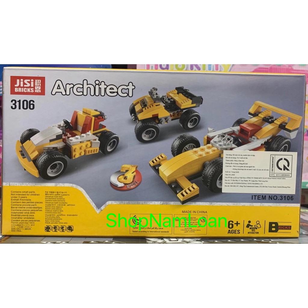 JISI BRICKS 3106 ARCHITECT- Đồ chơi xếp hình lắp ghép, lắp ráp xe đua SUPER RACER có 121 chi tiết