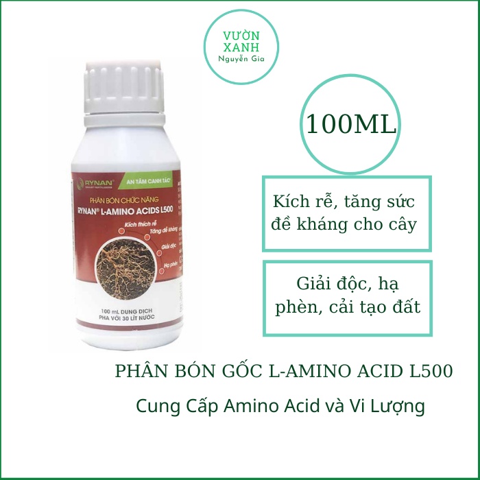 Phân bón trung vi lượng Rynan@ L-Amino Acid L500 chai 100ml