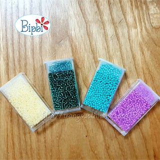 Hạt cườm Tiệp size 2mm màu xanh cốm mờ xà cừ