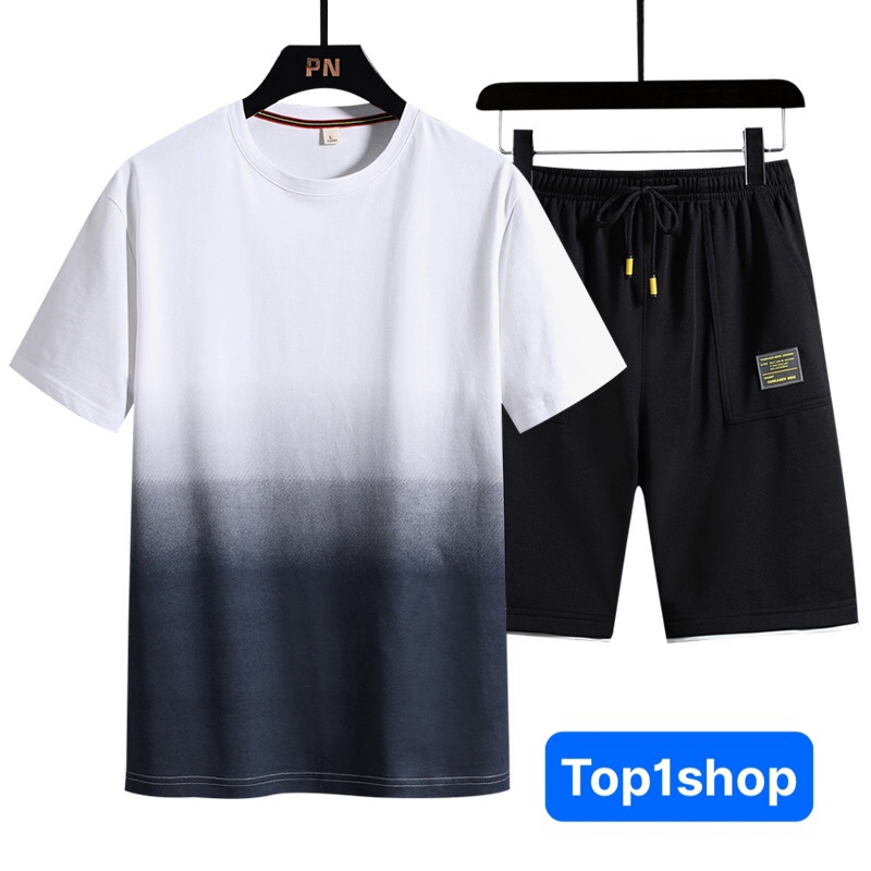 Set bộ thời trang nam thêu chữ phong cách lạ