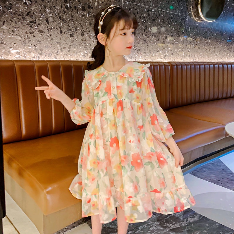 Đầm Chiffon Phong Cách Hàn Quốc Thời Trang Mới Dành Cho Bé Gái 2022