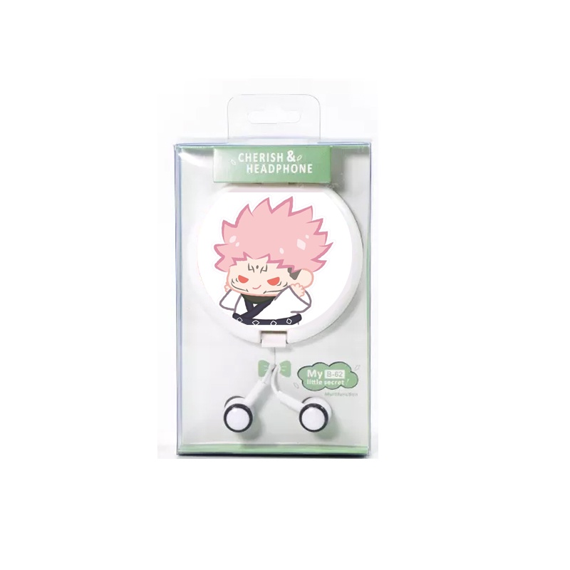 Tai nghe hộp tròn in hình JUJUTSU KAISEN VER TẬP THỂ DỤC chibi anime xinh xắn tiện lợi