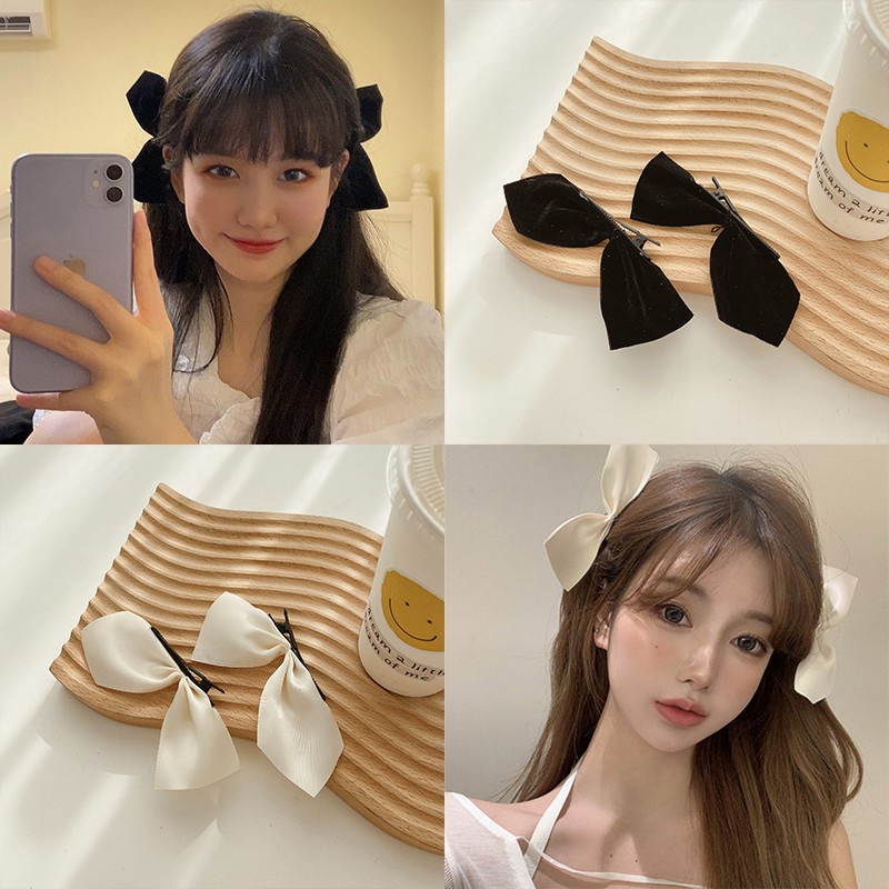 Set 2/4 Kẹp Tóc Nơ Dễ Nhungthương Xinh Dành Hàn Quốc Cho Nữ