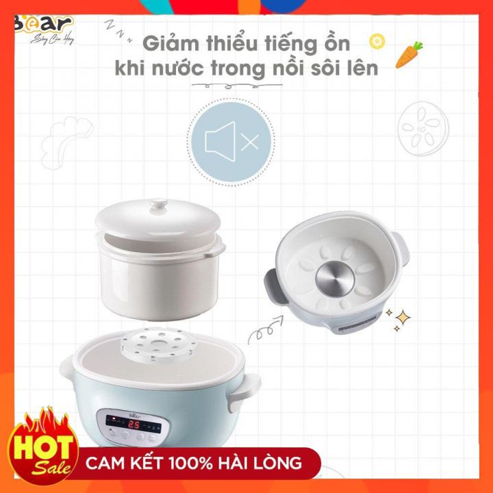 Nồi Nấu Cháo Chậm, Nồi Nấu Chậm 2.5L, Nồi Nấu Đa Năng Kèm Lồng Hấp, Bảo Hành 18 Tháng