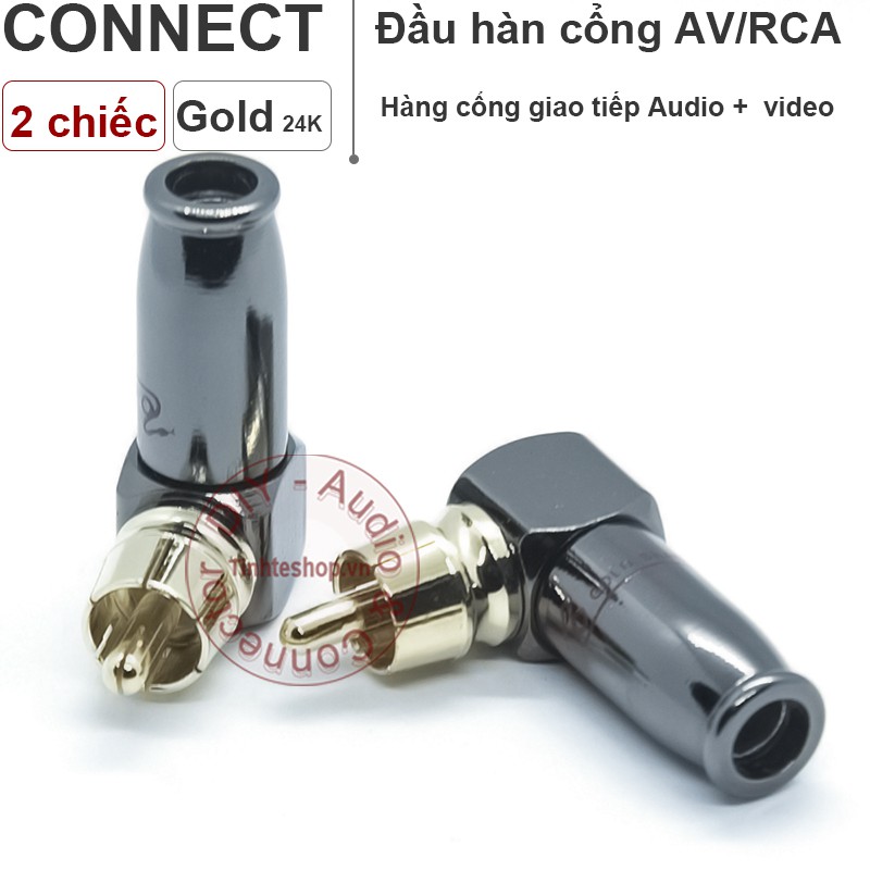 2 chiếc - Đầu hàn rắc cắm dây AV RCA Coaxial SPDIF vuông góc Goldsnake gold 24K