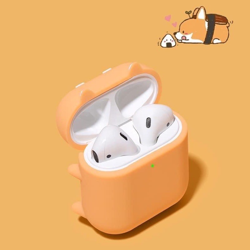 Case Chó Siba đen cam Pichu Vỏ Bao Airpods Đựng Tai Nghe Airpod 1 2 Pro | Pro 2 2022 silicon dẻo - Cover i11, i12...