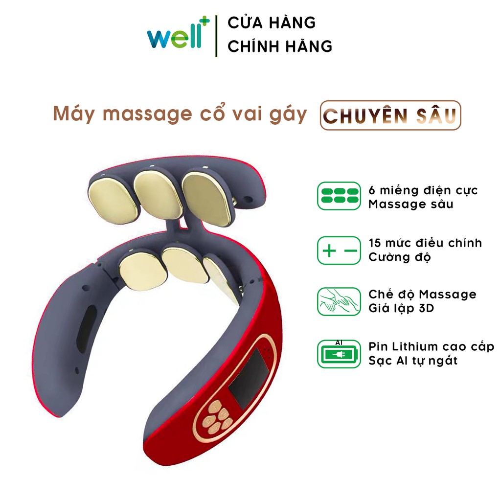 Máy Mát Xa Cổ Vai Gáy Chuyên Sâu 6 Miếng Xung Điện Cực Giảm Đau Mỏi Hiệu Quả Cao - Máy Massage Cổ Vai Gáy Thông Minh