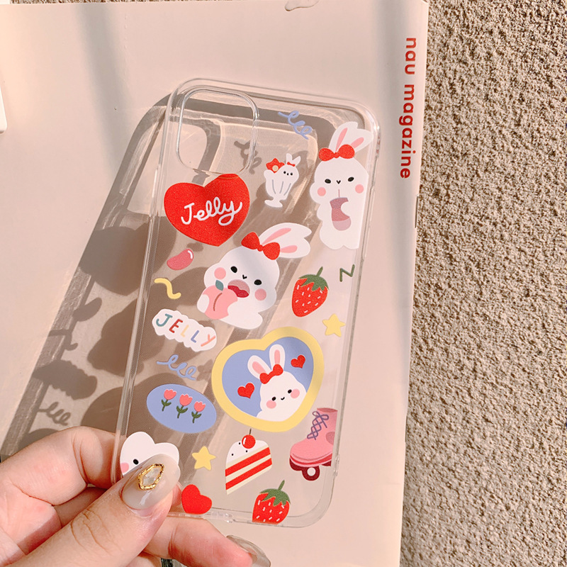 AirPods1/2 IPhone 7plus Fashion Korean Ins with the Same Girl Rabbit IPhone11pro Mobile Phone Case 8 Plus Iphone XsMax All-inclusive XR Soft 12iPhone Case