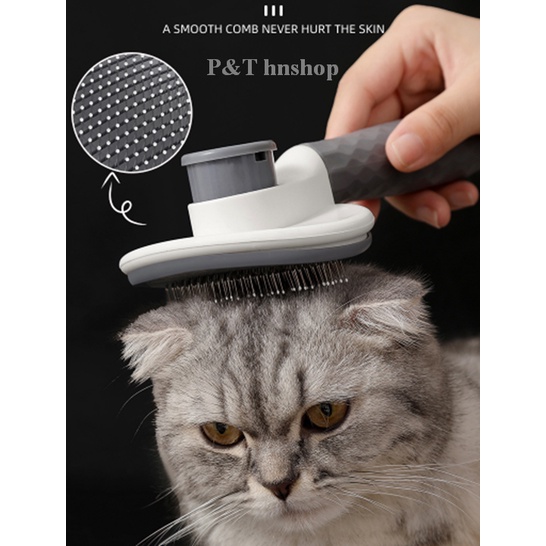 Lược Chải Lông Chó Mèo, Làm Sạch Lông Thú Cưng Có Nút Ấn Làm Sạch