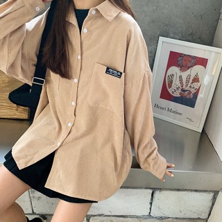 Áo Sơ Mi Gân Màu Pastel Form Rộng Ulzzang