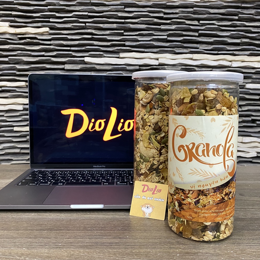 Granola ngũ cốc ăn kiêng giảm cân DioLio 500g vị nguyên bản, loại chuẩn yến mạch nướng dầu dừa, mật ong