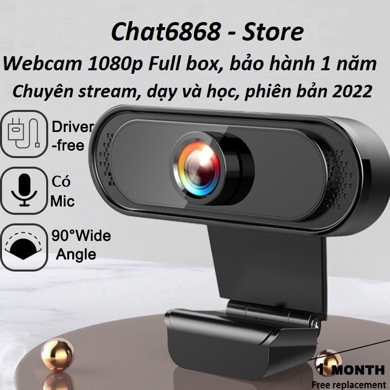 Webcam máy tính có mic full hd 1080p full box siêu nét dùng cho pc laptop bảo hành 1 đổi 1