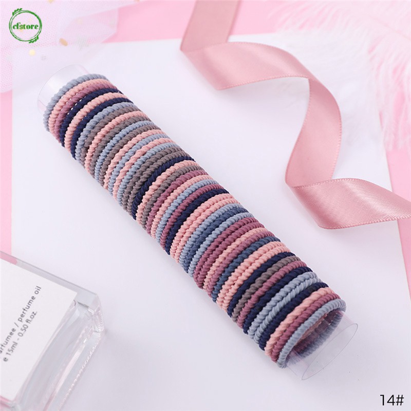 Bộ 50 thun cột tóc cao su nhiều màu thiết kế dễ thương