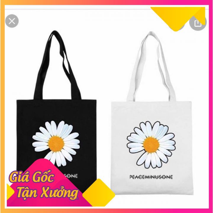 [SALE SỐC] Túi Tote hoa cúc Hot Trends vải bố đựng đồ canvas đeo vai cho nữ, đi học,đi làm