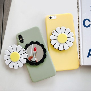 Ốp điện thoại mềm kèm gương hình hoa hướng dương hoạt hình cho Xiaomi Mi 6 8 9 SE Mi8 Mi 9T 9 Pro A1 A2 A3 Lite Play Note 3 10 Pro CC9 CC9E