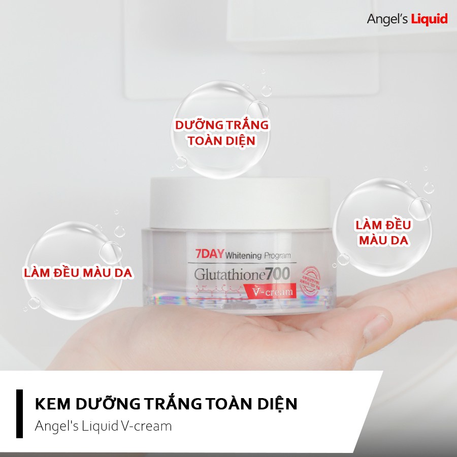 Combo Angel's Liquid Mờ Nám, Dưỡng Trắng Da Glutathione700 ( Serum Plus Niacinamide 30ml + Kem Whitening Program 50ml)