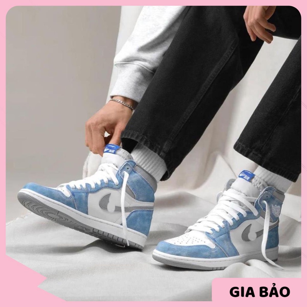 🎀 SIÊU HÓT 🎀 Giày Sneaker Jordan xanh nỷ cổ cao nam nữ cao cấp full box + bill