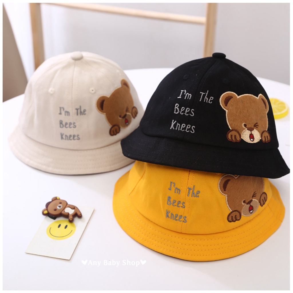 Mũ nón Bucket nỉ rộng vành thời trang cho bé trai và bé gái hình gấu nháy mắt nhiều màu siêu cute    ❣❣