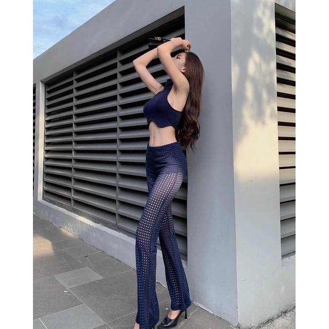 𝐀̉𝐧𝐡 𝐭𝐡𝐚̣̂𝐭 -một Quần loe dài ren  có lót siêu sexy tôn  dáng lưng cao nhiều màu Yn