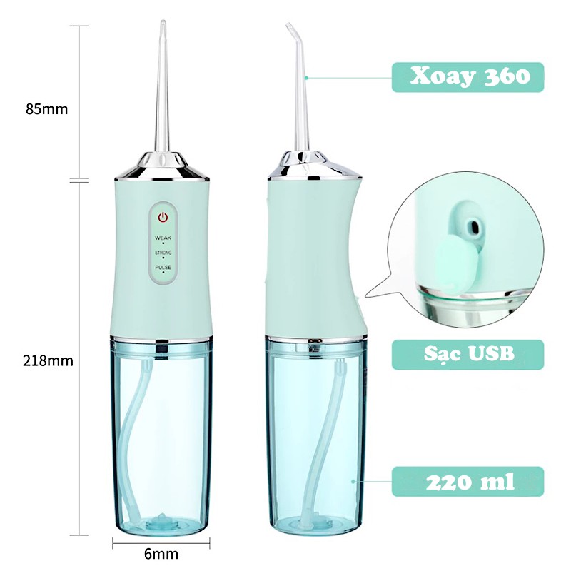 Máy tăm nước cầm tay chăm sóc vệ sinh răng miệng oral irrigator AH1