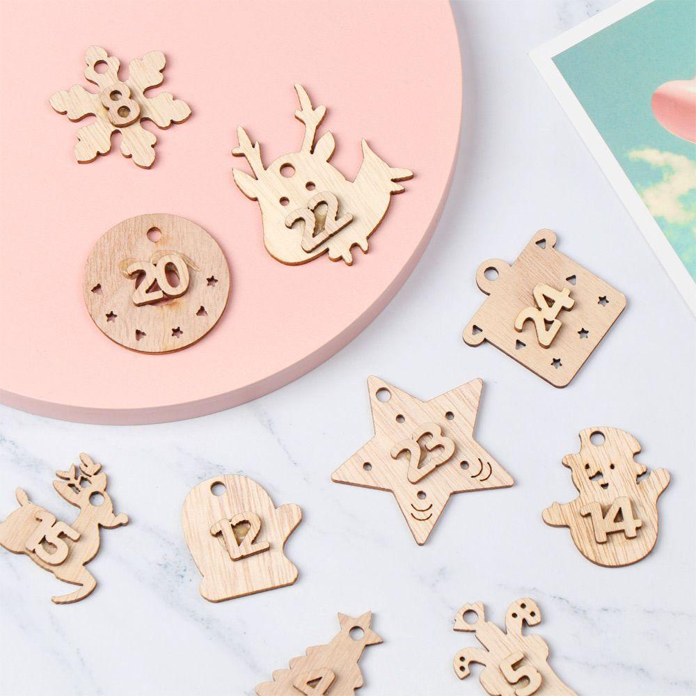 KRNY Set 24 Kẹp Gỗ Hình Số Dùng Để Trang Trí Túi Quà Giáng Sinh