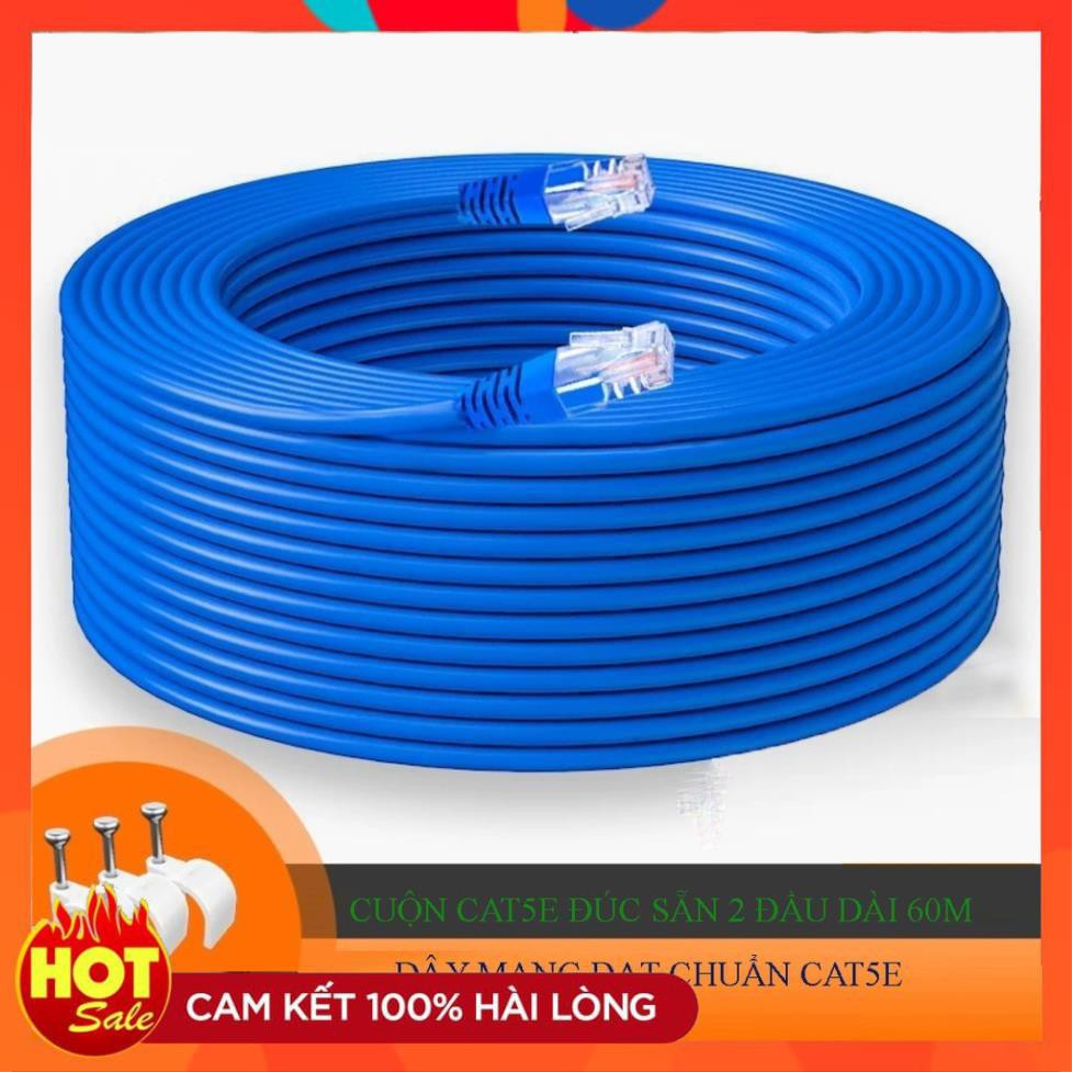 [Lõi Đồng]Dây mạng cat5e dài 20M 25M 30M 40M 50M 60M chuẩn đúc sẵn 2 đầu bấm-dây mạng lan internet tốt xịn cao cấp